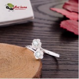 Nhẫn nữ  hình 2 bông hoa đính đá xinh xắn(NN15)