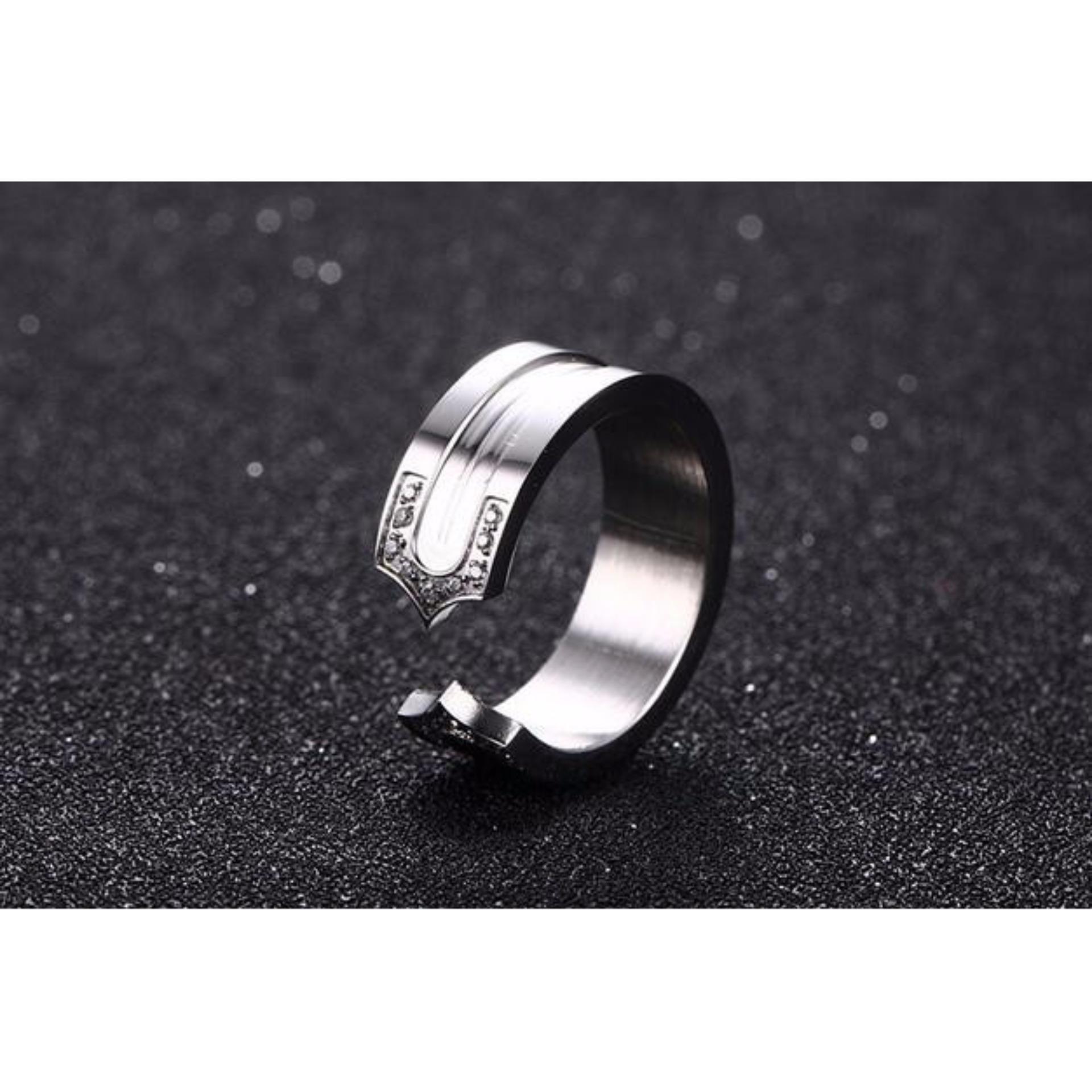 [HCM]Nhẫn Titan đính đá N223 (Màu bạc)