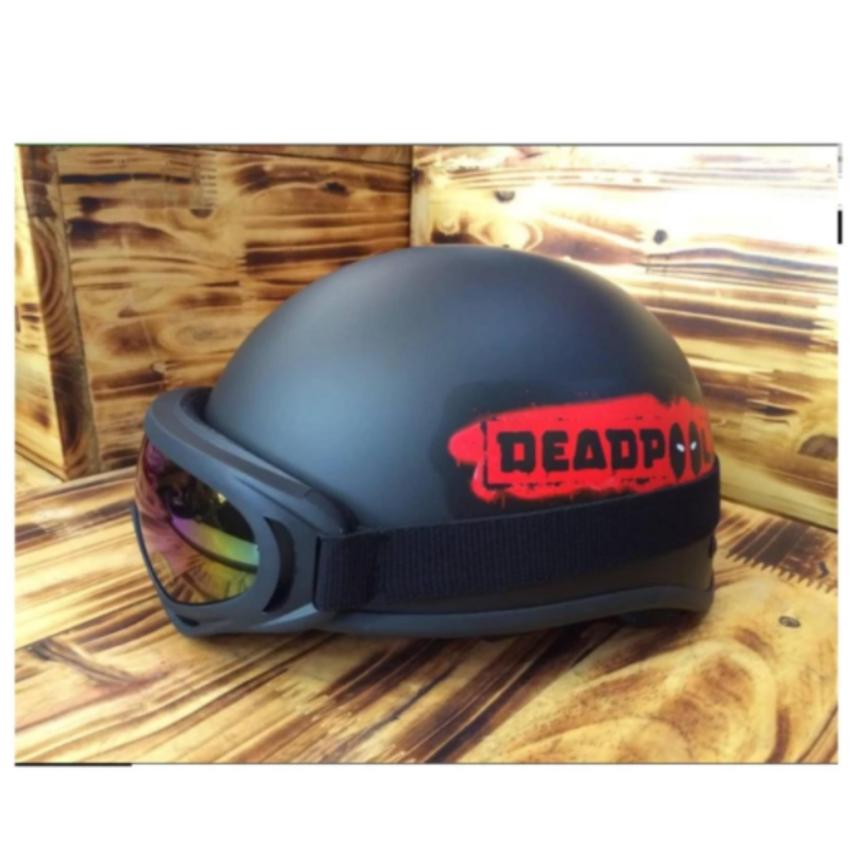 Nón PGK 1/2 Đầu DEADPOOL ( Đen Phối Đỏ ) + Tặng Kính Phượt