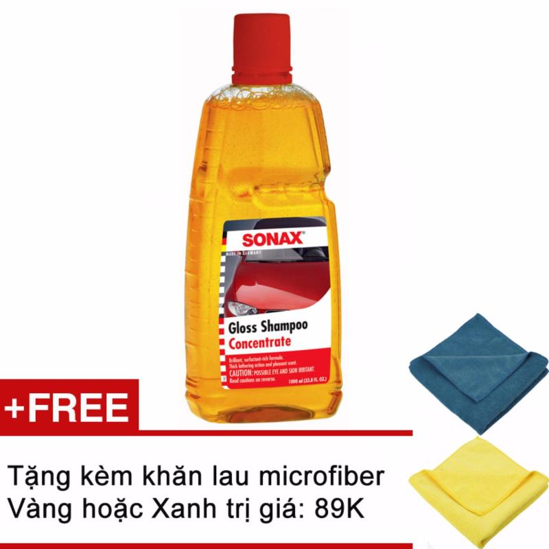 Nước rửa xe Sonax Gloss Shampoo 1lit + tặng khăn lau xe chuyên dụng xanh hoặc vàng
