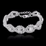 PAlight Crystal Bracelet For Women Infinity Rhinestone Bangle Gift (Color: Silver)