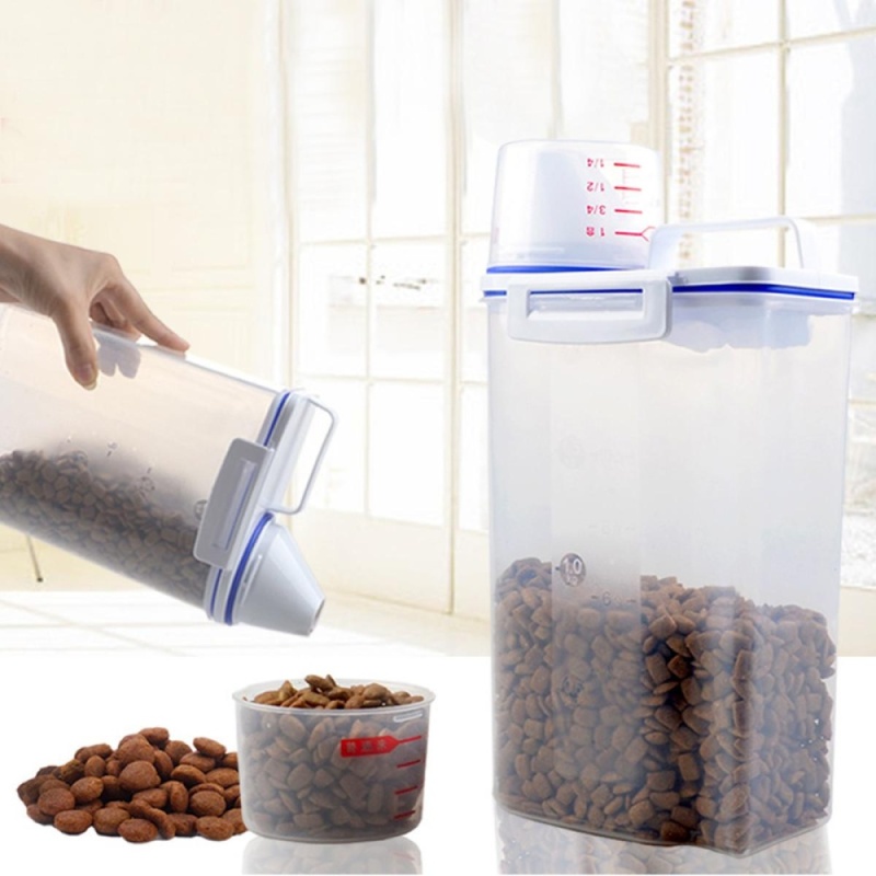 Pet Food Storage Container Dog Cat Dry Food Dispenser With Cup Pet Supplies - intl