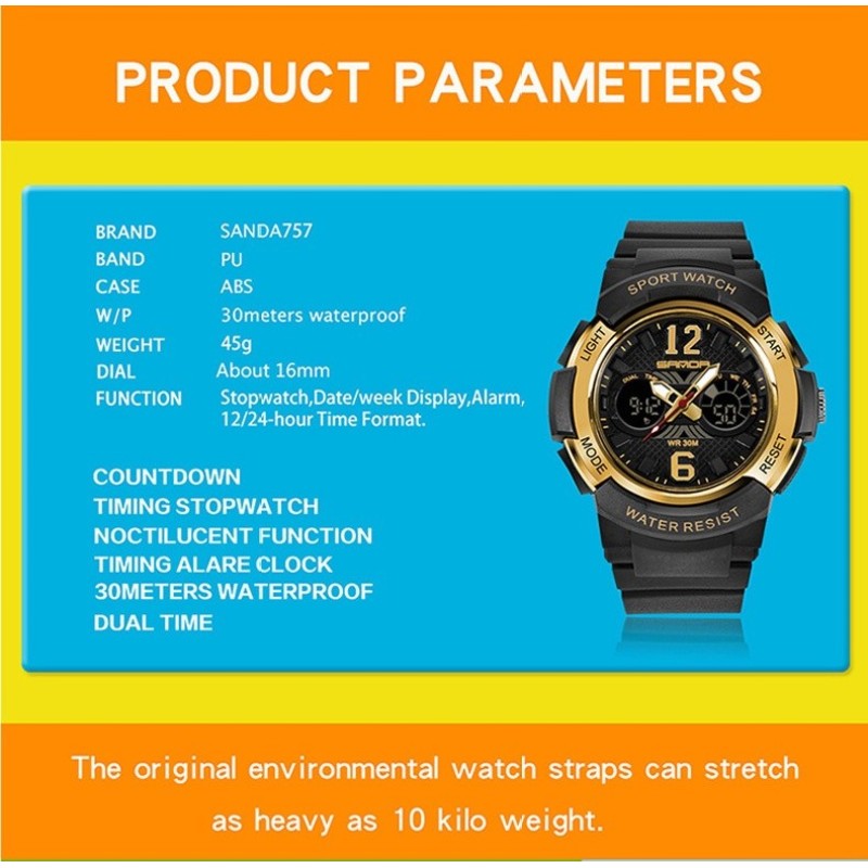 Brand Watch Casual Fashion Quartz Watches Mens Sports Digital Watch Kids Girl Shock Resistant Waterproof Clock Women Relogio Masculino 757 - intl bán chạy
