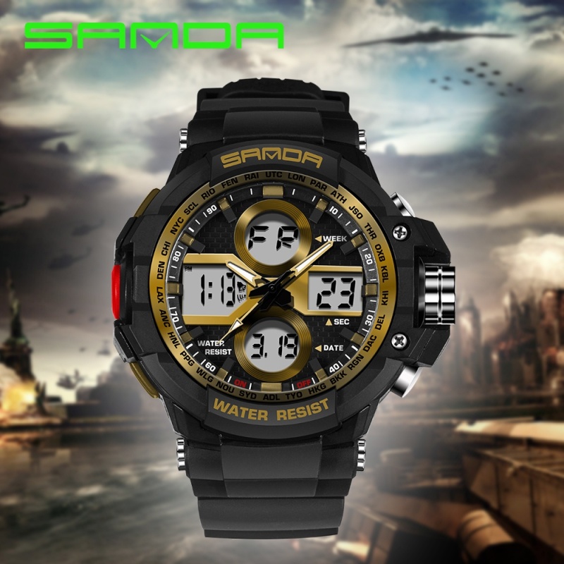 Nơi bán SANDA Sport Super Cool Student Digital Watch with Luminous Pedometer Date&Week&Month Display Wrist Watch - intl