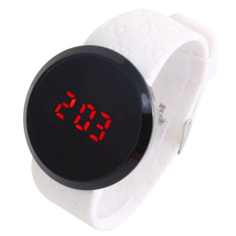 Simple Style Round Dial Touch Screen LED Digital Watch with Soft Band - intl bán chạy