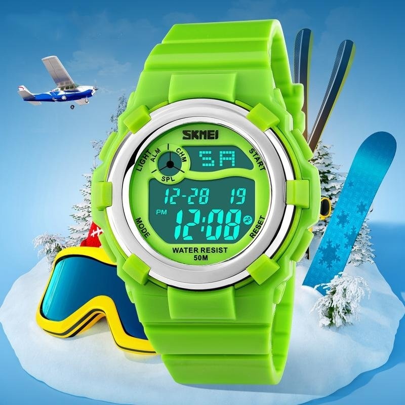 SKMEI Brand Childrens Digital LED Display Sports Cartoon Jelly 50M Waterproof Calendar Clock Auto Date Chrono Wristwatch - intl bán chạy