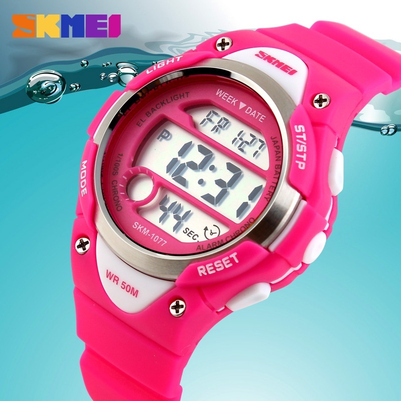 SKMEI Brand Watch Children Outdoor Sports Kids Boy Girls LED Digital Alarm Stopwatch Waterproof Wristwatch Childrens Dress Watches 1077 - intl bán chạy