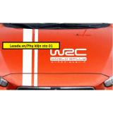 Tem dán nắp Capo oto WRC (Trắng).