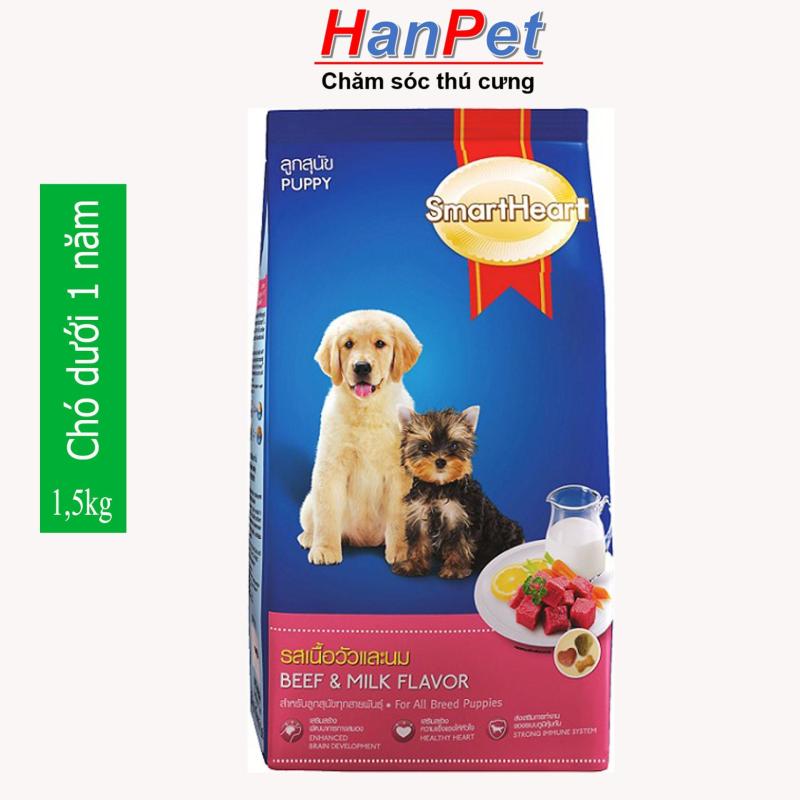 HN- Gói 1,5kg thức ăn  dạng hạt cao cấp Smartheart Puppy (dành cho chó dưới 1 năm tuổi)  (hanpet 215c)