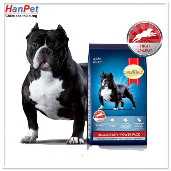 HN- Gói 1kg (2 loại)- thức ăn dạng hạt chó PHÁT TRIỂN CƠ  Smartheart Power pack (hàng nhập khẩu thailand) thích hợp chó Bug Rốt chó Bull