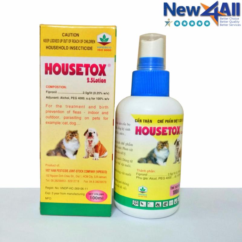 Thuốc diệt và phòng trừ bọ chét New4all HOUSETOX cho mèo chó (100ml)