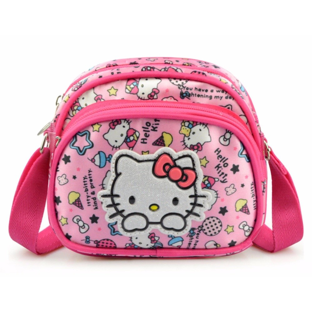 Túi xách đeo chéo mini họa tiết mèo hồng dễ thương đáng yêu cho bé gái + Tặng 1 băng đô turban nhung cao cấp