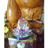 Tượng Phật Bà Quan Âm tòa sen pha lê đa sắc QAPL04
