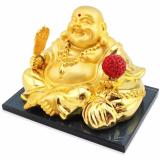 Tượng Phật Di Lạc Mầu Vàng Hoa Đá Màu Đỏ Tự Quay Bằng Năng Lượng Mặt Trời Trang Trí Cao Cấp Trên Xe ( Mầu Vàng)