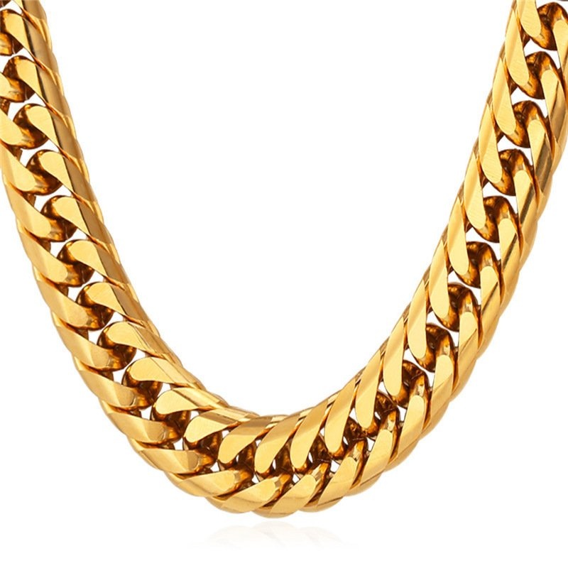 U7 28" Chunky Hip Hop 18K Gold Plated Necklace(Gold) - intl