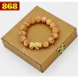 Vòng chuỗi gỗ huyết rồng 15 ly charm tỳ hưu a530 + hộp gỗ