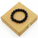 Vòng chuỗi tay đá thạch anh đen 10 ly 18 hạt + hộp gỗ