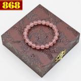 Vòng chuỗi thạch anh dâu tây 8 ly 22 hạt+ hộp gỗ