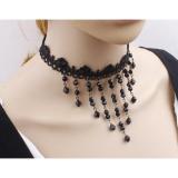 Vòng cổ choker mưa hạt châu đen quyến rũ