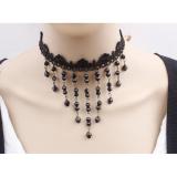 Vòng cổ choker mưa hạt châu đen quyến rũ