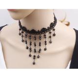 Vòng cổ choker mưa hạt châu đen quyến rũ
