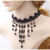Vòng cổ choker mưa hạt châu đen quyến rũ