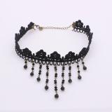 Vòng cổ choker mưa hạt châu đen quyến rũ