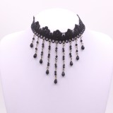 Vòng cổ choker mưa hạt châu đen quyến rũ