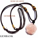 Vòng cổ đá thạch anh hồng trạm hoa hồng gemstone bank