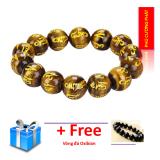  Golden tiger eye stone engraved Buddhist PC 14 li - Feng Shui lucky clear mind and peace