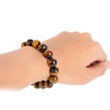 Vòng đeo tay chuỗi hạt đá mắt hổ đen ánh  vàng 8 ly