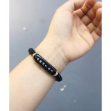 Vòng tay đá đen phối phụ kiện . 8ly