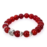 Vòng tay đá mã não đỏ charm hoa hồng s8 gemstone bank