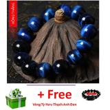 Vòng tay đá mắt hổ xanh nước biển - Phong thủy mang lại sự nhạy bén tỉnh táo, sáng suốt, khôn ngoan và may mắn + Tặng vòng Tỳ Hưu đen