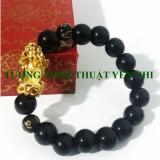 VÒNG TAY ĐÁ NÚI LỬA OBSIDIAN (MẶT TỲ HƯU MẠ VÀNG) 10mm