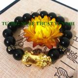 VÒNG TAY ĐÁ NÚI LỬA OBSIDIAN (MẶT TỲ HƯU MẠ VÀNG) 10mm