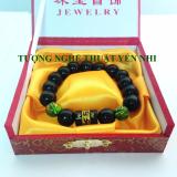 Vòng tay đá núi lửa phối đá trúc khắc kinh phật 12mm