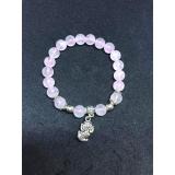 [HCM]Vòng tay đá thạch anh hồng phối phụ kiện .(hạt 8ly)