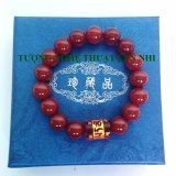 Vòng tay Mã não đỏ thiên nhiên phối đá trúc khắc kinh phật 10mm