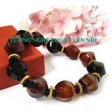 Vòng tay Mã não khói mài lục giác size 14mm