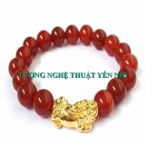 Vòng tay mã não tỳ hưu mạ vàng 10mm
