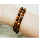 [HCM]Vòng tay mắt hổ vàng mix charm bạc (2 lines)