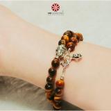 [HCM]Vòng tay mắt hổ vàng mix charm bạc (2 lines)
