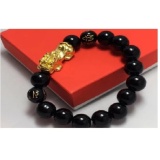 Vòng tay thạch anh đen kết hợp tỳ hưu và kinh chữ phạn bình an hộ mệnh PT2017