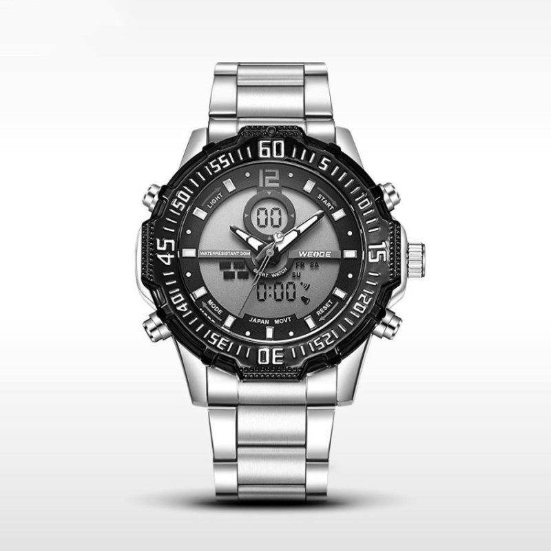WEIDE Waterproof Sports Multifunction Electronic Commerce SteelWatch Casual Watch(Black) - intl bán chạy