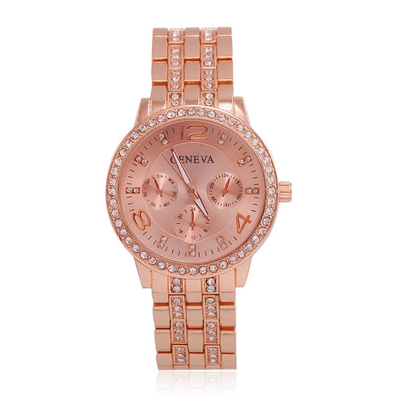 Nơi bán Women Rhinestone Feminino Wriswatches Stainless Steel Watches (Pink) - intl