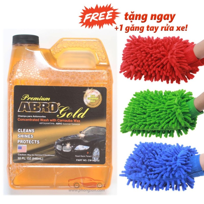 Xà bông rửa xe Ôtô Abro đậm đặc +1 Găng tay rửa xe