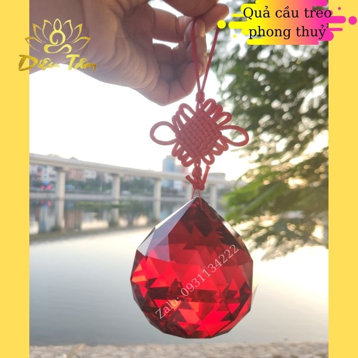 Ball hanging feng shui polygon Crystal Red