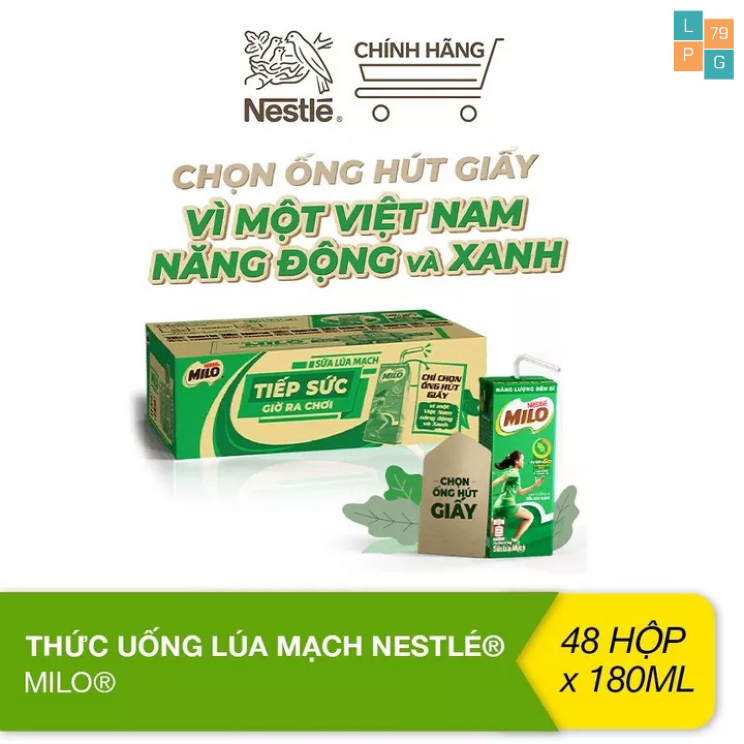 [Freeship HCM - Giao Nhanh 2H] Thùng 48 Hộp Sữa Lúa Mạch Nestlé® Milo®180ml (Phiên Bản Ống Hút Giấy - 48 x 180ml) [Lê Gia Phát 79]