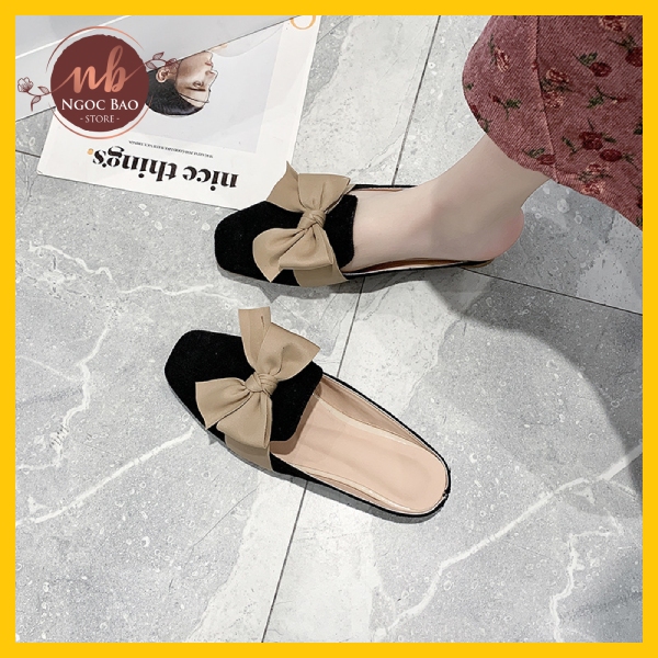 Giày sục búp bê nữ da lộn thắt nơ lụa cực xinh NgocBao Store, cực đẹp, sục nữ đẹp, búp bê nữ đẹp tiểu thư mang đi chơi, đi học, đi làm sang chảnh